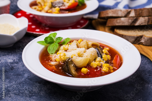 Traditional Italian soup with pasta