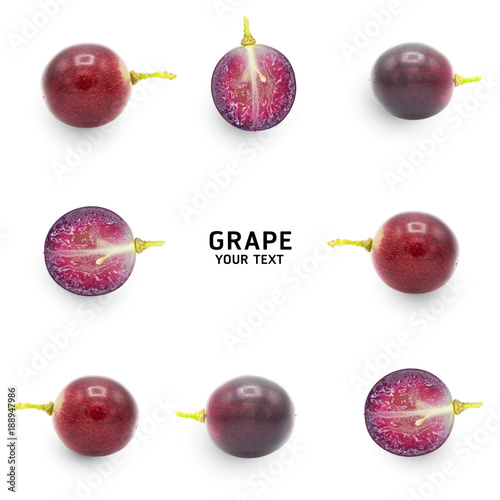 Ripe grapes isolated on white background. Food concept.