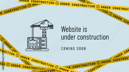 Website in under construction banner flat. Web page building process. Modern vector illustration.