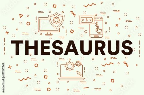 Conceptual business illustration with the words thesaurus