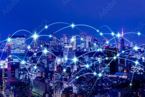 Wireless communication network concept. IoT(Internet of Things). ICT(Information Communication Technology).