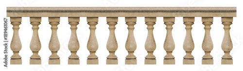 Detail of a concrete italian balustrade - seamless pattern concept image on white backgroud for easy selection