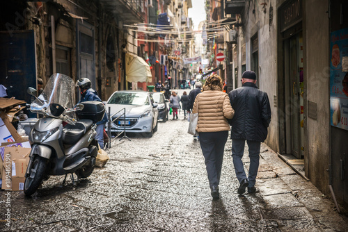 Naples / Italy - November 30 2017: City streets full of people in Naples, Italy