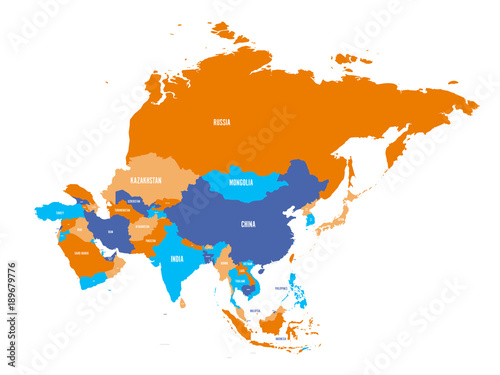 Political map of Asia continent. Vector illustration.