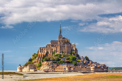 Beautiful Mont Saint Michel cathedral on the island, Normandy, Northern France, Europe