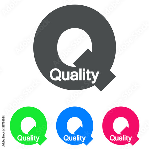 Logotipo Quality espacio negativo en Q en varios colores
