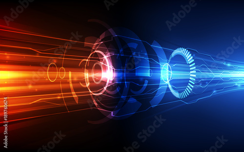 Vector Abstract futuristic circuit board system, Illustration high speed digital technology blue color concept