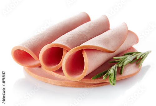 Boiled ham sausage isolated on white background