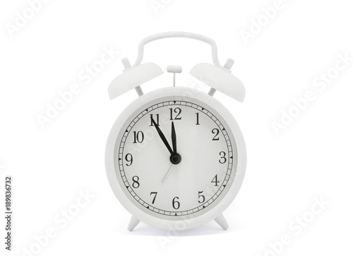White old style alarm clock with clipping path