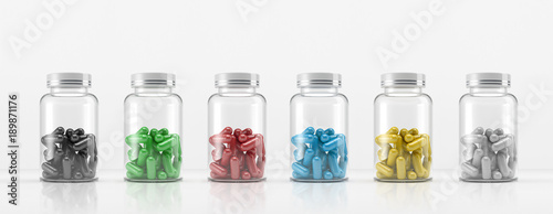 3d illustration. Can with capsules.