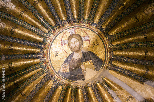 ISTANBUL, TURKEY - JANUARY 15, 2018: Interior and ancient mosaic in the Church of the Holy Saviour in Chora, or Kariye Camii