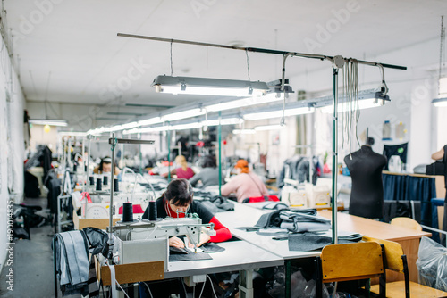 Workshop, production of clothing, sewing machine