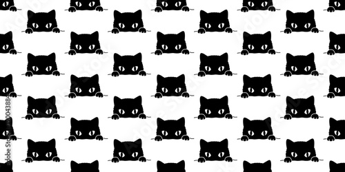 Cat Seamless Pattern Halloween vector black cat isolated kitten wallpaper background