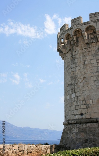 ancient tower in Korcula, Croatia