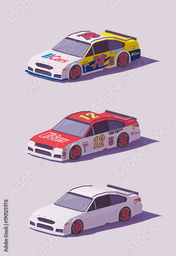 Vector low poly racing cars