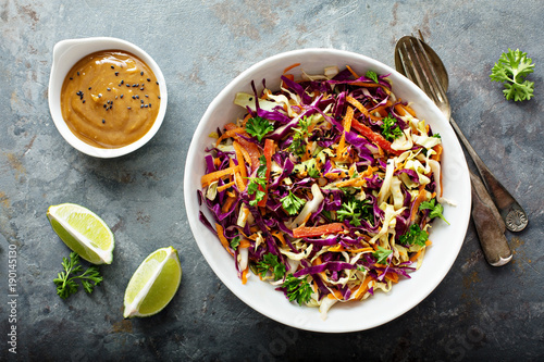 Asian cole slaw with peanut butter dressing