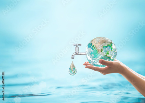 World water day, saving water quality campaign and environmental protection concept. Element of this image furnished by NASA