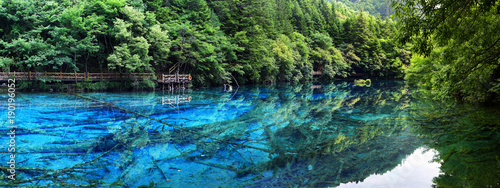 view of colorful lake in jiuzhaigou national park, Sichuan, china