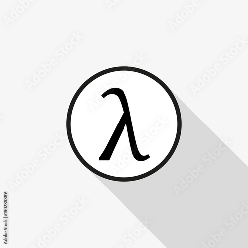 Greek letter lambda symbol with a long shadow on the background