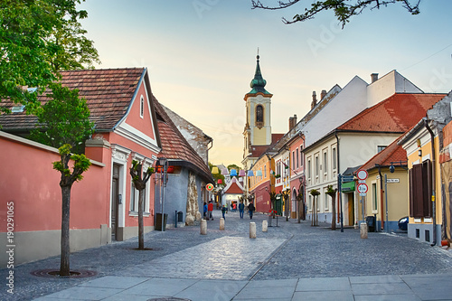 Kucsera Ferenc street with medieval small houses, Szentendre, Hungary