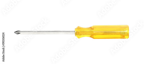 yellow screwdriver isolated on white background.