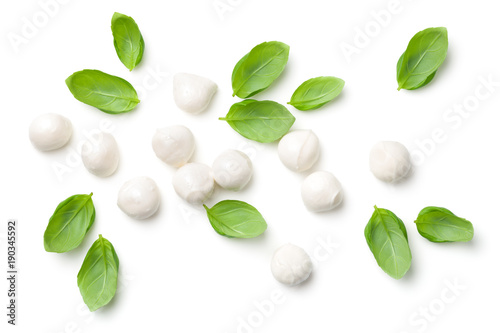 Basil and Mozzarella Isolated on White Background