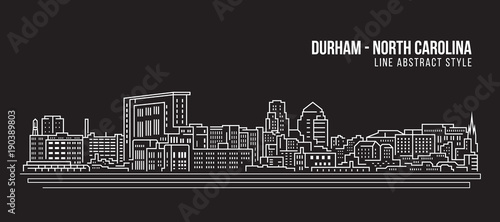 Cityscape Building Line art Vector Illustration design - durham city (north carolina)