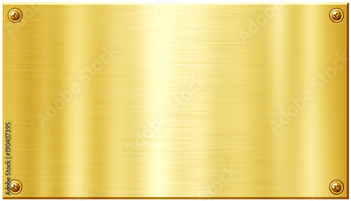 Golden metal plate with screw nail heads