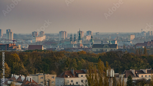 Panorama centrum miasta Poznań z lotu ptaka - Stary Rynek, Wzgórze Św. Wojciecha