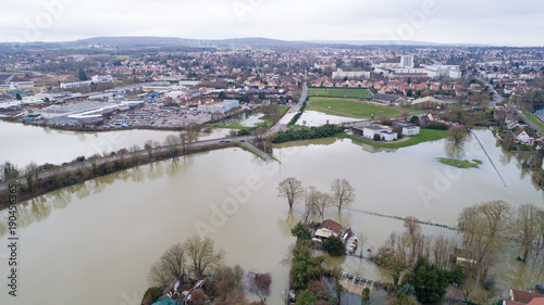 Inondations à Triel sur Seine, dans les Yvelines. Crue de la Seine du 30 Janvier 2018