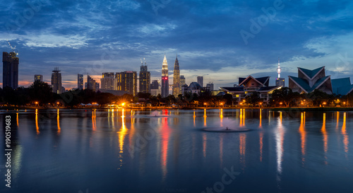 Panorama view of Kuala Lumpur skyline in the morning at Titiwangsa Park