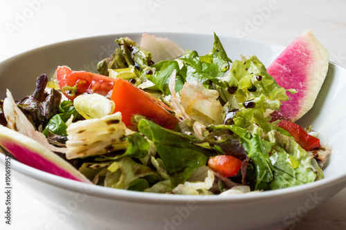 Fresh Homemade Radish Salad with Tomatoes and Balsamic Vinegar