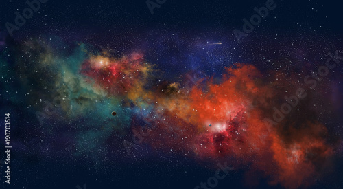 Space illustration with a color glow 