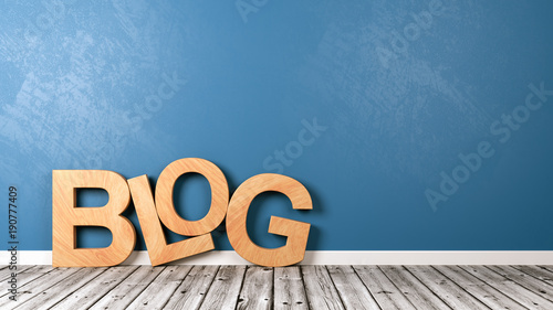 Blog Text on Wooden Floor Against Wall
