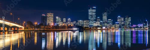 Panoramic photograph of Perth city skyline. Perth, Western Australia, Australia.