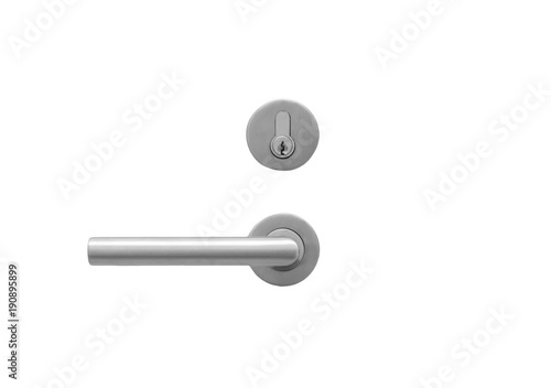 Metal door handle lock isolated on white