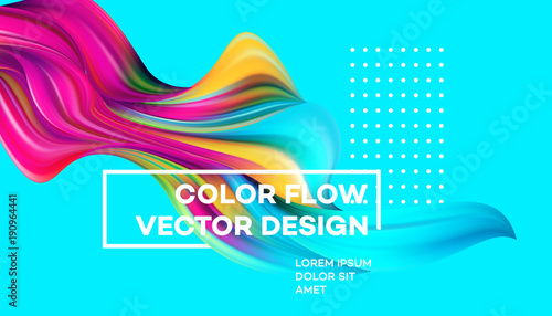 Modern colorful flow poster. Wave Liquid shape in blue color background. Art design for your design project. Vector illustration