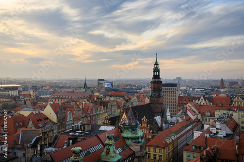 Wroclaw skyline at evening time