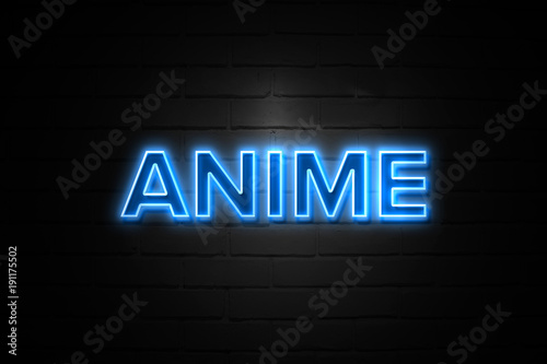 Anime neon Sign on brickwall