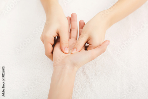 Hand massage closeup, acupressure