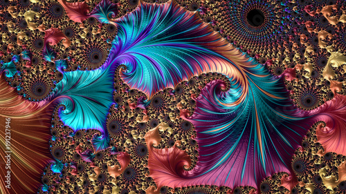 An abstract computer generated fractal design. A fractal is a never-ending pattern. Fractals are infinitely complex patterns that are self-similar across different scales.