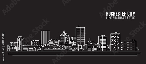 Cityscape Building Line art Vector Illustration design - Rochester city
