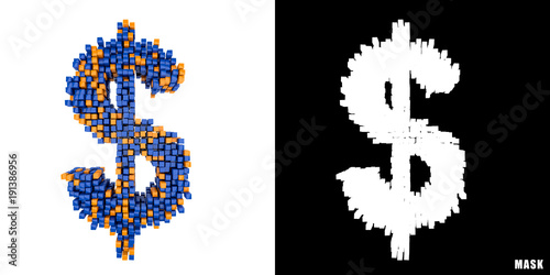 $ Dolar Amerykański 3D sześciany kwadraty klocki piksele