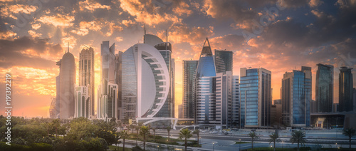 Skyline of West Bay and Doha City Center, Qatar