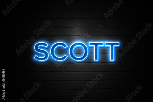 Scott neon Sign on brickwall