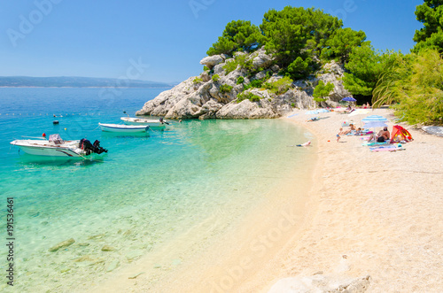 beautiful beach in Brela in Makarska riviera, Dalmatia, Croatia