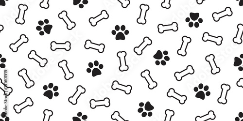 Dog Bone vector dog paw doodle Seamless pattern isolated wallpaper background