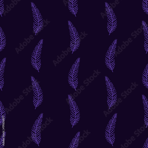 Gentle flower seamless pattern with violet fern.