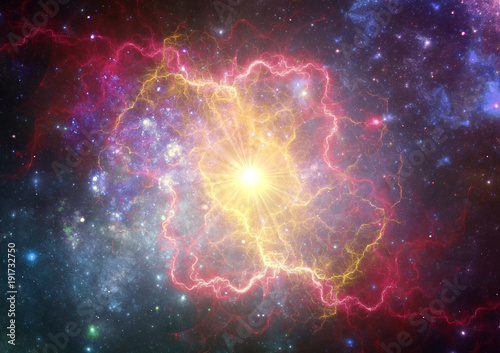Exploding supernova forming a new nebula.
