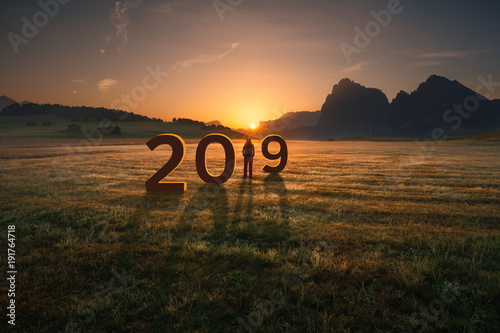 Lone girl looking forward and worried for 2019